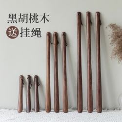 1 鞋拔子长柄家用实木孕妇穿鞋神器胡桃木鞋扒子提鞋器老人高档鞋抽 黑胡桃木75cm(1.6米以上站着使用