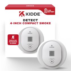 Kidde 烟雾报警器 10cm紧凑型 增强感应技术减少误报 85分贝声光警报 5号电池供电 室内家用厨房走廊