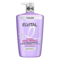 L'Oréal Paris 巴黎欧莱雅 Elvital Hydra 玻尿酸保湿 XXXL 洗发水,适用于闪亮头发,透明质酸洗发水,保湿和保护,持久保湿护理,1000毫升