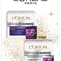 L'Oreal Paris 巴黎欧莱雅 保湿护理套装 抗衰老日霜和晚霜 减少皱纹 抗皱专家 55+，2晚霜50ml+保湿50ml