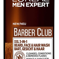 L'Oreal Paris 巴黎欧莱雅 Expert, Barber Club 男士胡须、面部和洗发水，富含雪松油，XXL 号 [400 毫升]，胡须和面部清洁剂