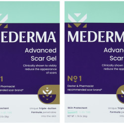 Mederma 高级疤痕凝胶 1 x 每日减少旧新疤痕的外观 #1 医生药剂师推荐品牌 1.7 盎司,透明色,100 克(2x50 克)