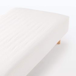 MUJI 棉质足球编织床笠半双人床 120x200x18-28cm 米白色 76400912