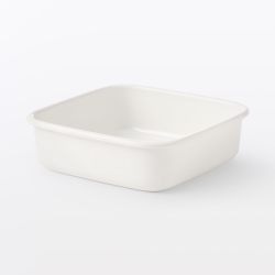 Muji 76045847 搪瓷储存容器,方形,约 宽 6.4 x 深 6.4 x 高 4.6 厘米(16 x 16 x 4.5 厘米)