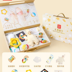 Hape 新生儿礼盒套装婴儿玩具安抚牙胶摇铃触感球宝宝出生送礼高档