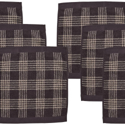 MUJI 83431921 蓬松绒手巾(图案),深棕色方格,6件套,34×35厘米 柔软