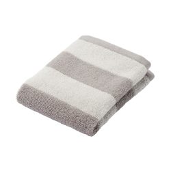 MUJI 84834967 蓬松绒毛毛巾环(图案)10件套,34×35厘米,灰色边框/柔软