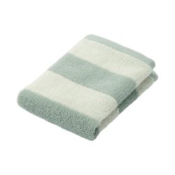 MUJI 84834974 蓬松绒手巾带环(图案)10件套,34×35厘米,绿色边框/柔软