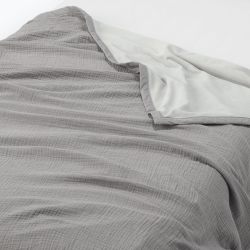 Muji 15598465 棉纱布棉混纺丝绒双面毛毯 单条 140×200厘米 灰色