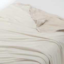 Muji 15598472 棉纱布棉混纺丝绒双面毛毯 单条 140×200厘米 米色