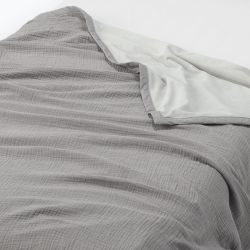 Muji 15598526 棉纱布棉混纺丝绒双面毛毯 180×200厘米 灰色
