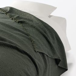 MUJI 76420354 棉水洗华夫格编织多用途布 180×260厘米 深绿色