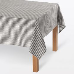 MUJI 76199779 印度棉纱染色桌布/格子/米白色 x 炭灰色/约 300 x 150 厘米