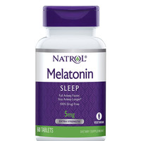 NATROL 褪黑素片,帮助您更快入睡,保持更长的Natrol 褪黑素片,帮助您更快入睡,保持更长的睡眠时间,增强免疫系统,上乘 素食,额外强度 5毫克,60片