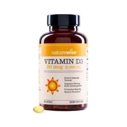 naturewise 维生素 D3 2000iu（50 mcg）1 年供应，用于免疫支持、健康肌肉功能和骨骼健康-非转基因，有机特级初榨橄榄油中不含麸质，（迷你软胶囊），360 片 包装可能有所不同