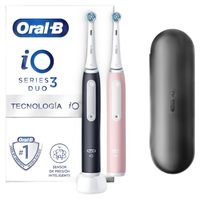Oral-B 欧乐B iO Series 3n 电动牙刷/电动牙刷,两件装,3种清洁模式,包含 Sensitive 牙齿护理,压力传感器 & 定时器,棕色设计,哑光黑色/亮粉色