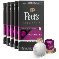 Peet's Coffee 咖啡胶囊和咖啡荚 中度烘焙 Ricchezza (强度8) 10 Count