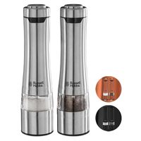 Russell Hobbs 领豪 电池研磨罐套装 23460-56 可研磨盐和胡椒 不锈钢材质/陶瓷研磨器 支持从细到粗的研磨度设置 LED照明 两个底盖