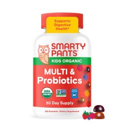 SmartyPants 有机儿童复合维生素软糖:益生菌、Omega 3 (ALA)、维生素 D3、C、维生素 B12、B6、维生素 A、K 和锌,三种水果口味,120 粒(30 天供应量)