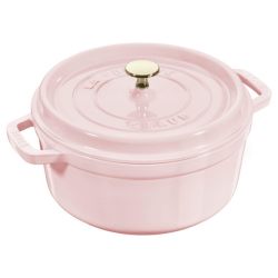 Cocotte 圆形冰糕玫瑰 Z1032-759 Pico Cocotte 圆形冰糕玫瑰 20厘米 粉色双手铸铁搪瓷锅 无水烹饪 电磁炉 含序列号