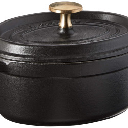 STAUB 珐宝 0.9L椭圆形铸铁炖锅汤锅奶锅 电磁炉洗碗机适用 哑光黑色