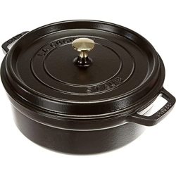 STAUB 铸铁烤盘 / Cocotte 圆形平底 26 厘米 4 升 芳香功能 适用于所有炉灶类型 黑色