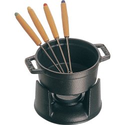 Staub 铸铁 0.25 夸脱迷你巧克力火锅套装 - 哑光黑色,法国制造
