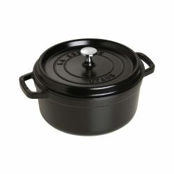 STAUB 珐宝 法国进口珐琅铸铁锅 3.8L 圆形炖锅汤锅 带盖双耳 哑光黑