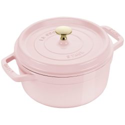 staub Cocotte 圆形冰糕玫瑰 Z1030-215 "Pico Cocotte 圆形冰糕玫瑰 22 厘米粉色双手铸造 搪瓷锅 感应兼容 序列号