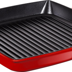 STAUB 铸铁 28 厘米方形感应烤盘,带两个手柄,樱桃红