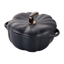 STAUB 珐宝 进口陶瓷南瓜造型烘焙盘 2.8L带盖焗饭盘 可进烤箱 哑光黑