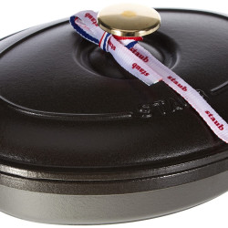 Staub 珐宝 椭圆形浅口炖锅 哑光黑色搪瓷 40509-582-0，23 x 17cm，1L，黑色