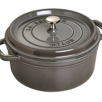 Staub 珐宝 1101818 珐琅铸铁锅 圆形带盖 18cm, 1.7 L 内部亚光黑色珐琅,石墨色