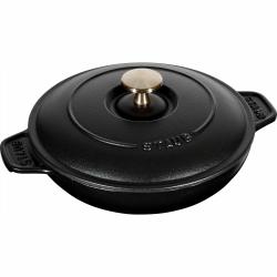 STAUB 珐宝 圆形铸铁热板 带盖19L 电磁炉燃气炉通用 黑色哑光珐琅涂层