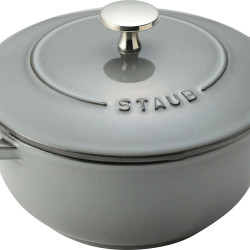 STAUB 珐宝 灰色 M 18厘米 双手柄铸铁搪瓷锅 IH适用 Wa-NABE 40501-006