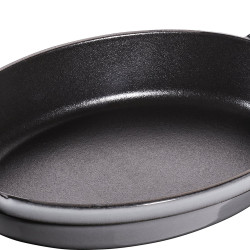 STAUB 椭圆形双耳铸铁烤盘，21厘米，石墨灰