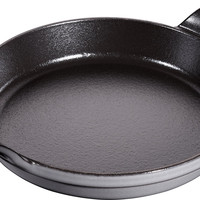 STAUB 珐宝 1004110 可叠放砂锅盘，圆形（20 厘米，0.75 升，砂锅盘内有哑光黑色珐琅）石墨灰色