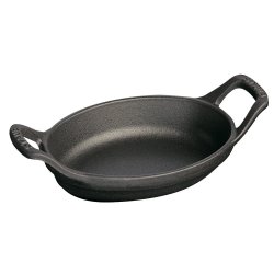 STAUB 珐宝 13*9cm铸铁迷你椭圆形焗烤盘 洗碗机电磁炉可用 黑色