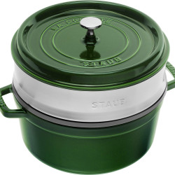 STAUB 珐宝 1133885 圆形砂锅 带蒸屉 罗勒色 26厘米
