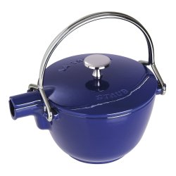 STAUB 珐宝 铸铁圆形茶壶 1.15升大容量 深蓝色珐琅涂层 电磁炉兼容 法国制造