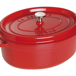 STAUB 珐宝 法式椭圆珐琅铸铁锅 3.2升大容量 樱桃红色 烤箱电磁炉通用 可洗碗机 27cm