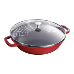 STAUB 珐宝 铸铁完美平底锅，4.5 夸脱（约4.96升），樱桃色