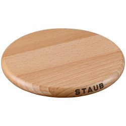 STAUB 珐宝 磁性木质锅垫 16.5x16.5x2cm 圆形方形设计 适用10-18cm锅底 便携厨房隔热垫 手洗保养