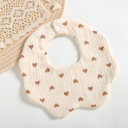 baby incoming 婴儿口水巾六层皱布棉纱卡通花瓣围嘴新生儿360度可旋转宝宝围兜