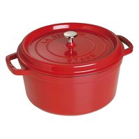 STAUB 珐宝 法国原产28cm圆形铸铁珐琅锅 樱桃红 多功能家用煲汤炖焖锅