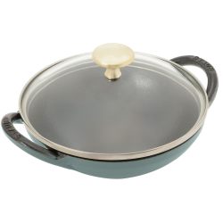 STAUB 珐宝 “Baby Wok 桉树 16cm 带盖”小柄 中式 珐琅锅 Z1027-843