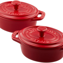 staub ストウブ 「 セラミック オーバル ミニココット ペア チェリー 11cm 2個セット 」 耐熱 保存 容器 電子レンジ対応 【日本正規販売品】 Ceramic Cocotte Oval 40511-869