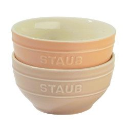 STAUB 珐宝 陶瓷碗 12cm 两件套装 马卡龙粉色 小碗 微波炉兼容 Z1023-685