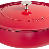 Staub Staub “Blazer Saute Pan Cherry 26cm” 大型双手铸铁搪瓷锅兼容 Sukiyaki IH [日本官方促销] Braiser 40506-544