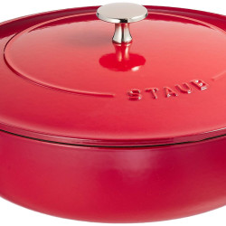 Staub Staub “Blazer Saute Pan Cherry 26cm” 大型双手铸铁搪瓷锅兼容 Sukiyaki IH [日本官方促销] Braiser 40506-544